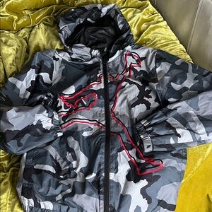 Kids Jordan Camouflage Jacket with Red Accents